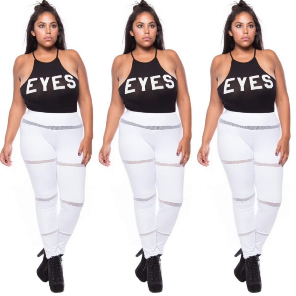 1x-3x New Plus Size Contrast White Leggings - Picture 8 of 8